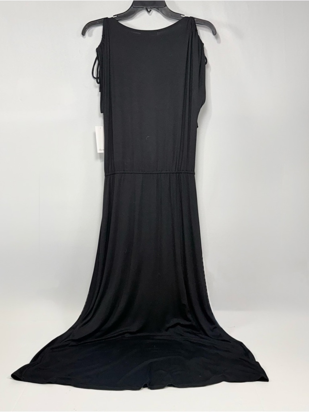 NWT Ella Moss Black Rayon Faux Wrap Maxi Dress Tie Shoulder Size M Medium - Picture 3 of 10